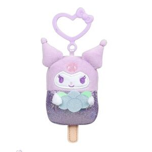 Sanrio Kuromi Popsicle Grape Clip-On Plush - Shiny Iridescent, Heart Bow Clip
